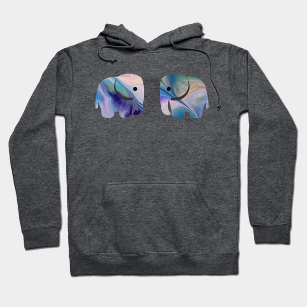 Swirly Paint Elephants Design Hoodie by HalfPastStarlight